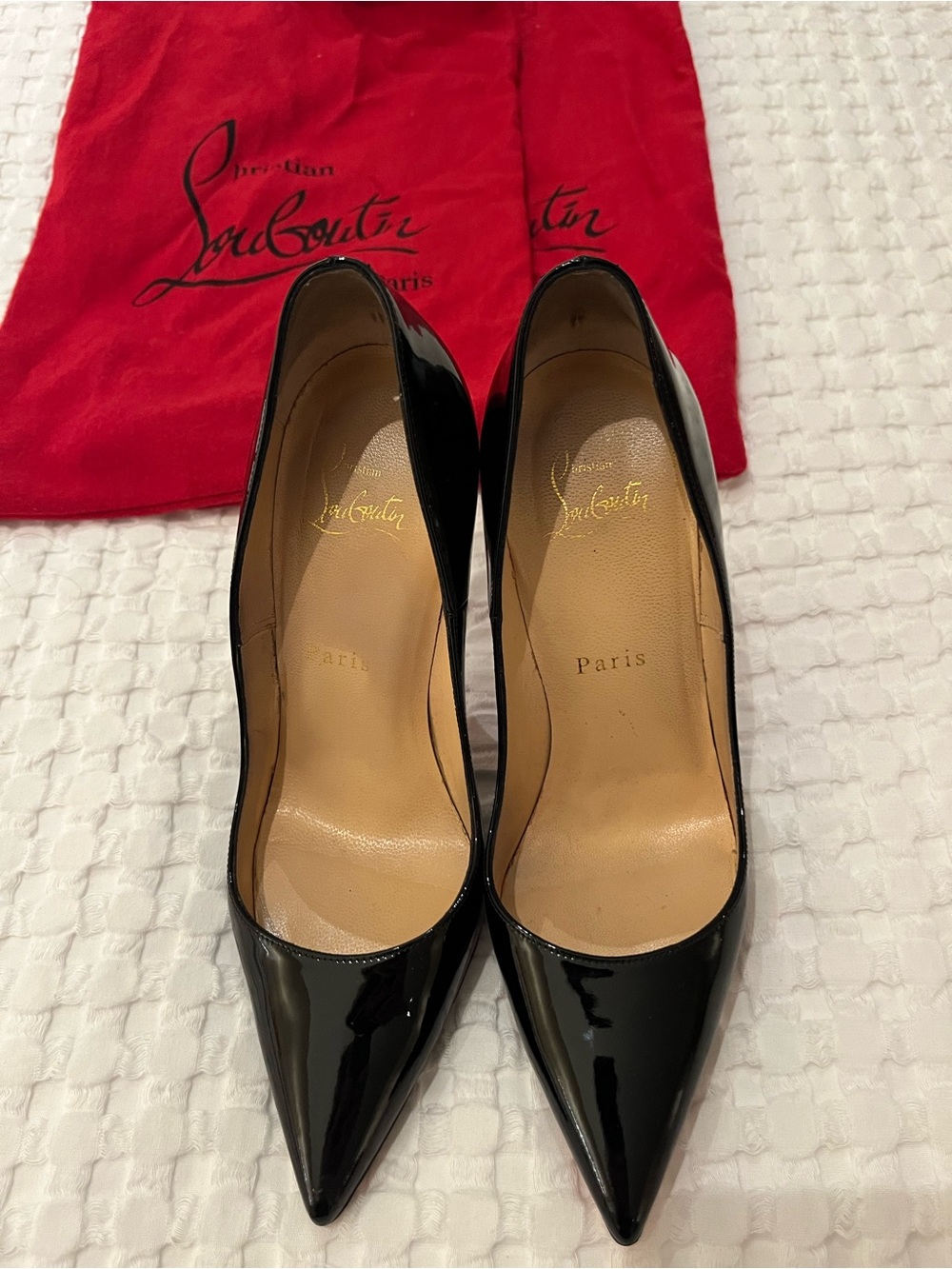 Christian Louboutin Black Patent Pointed-Toe Pumps